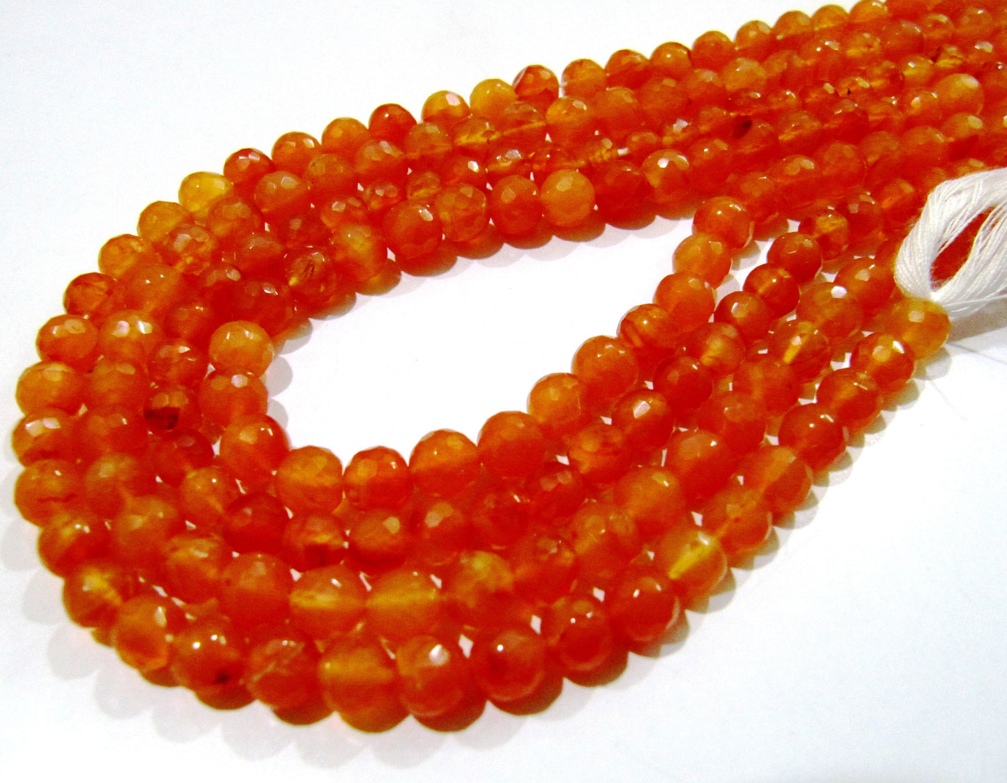 Natural Carnelian Round Faceted Beads Size 6-7 mm Strand Size 10 inches Orange Color Gemstone Jewelry Making Beads