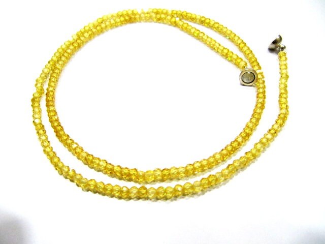 Yellow Cubic Zirconia Rondelle Faceted 3mm beads necklace Yellow Color Beaded Necklace Magnetic Clasp Top Quality Wholesale prices