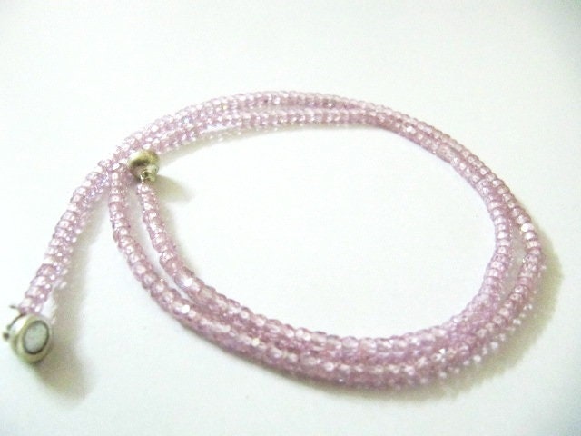 Pink Cubic Zirconia Rondelle Faceted 3mm Pink Color Beaded Necklace Magnetic Clasp Top Quality Wholesale prices