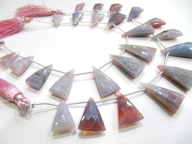 Natural Lavender Blue Opal Triangle Shape Faceted  Briolette 14X24mm beads Jewelry Making Gemstone Beads Strand 8 inch Long Wholesale Prices