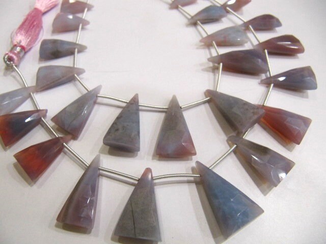 Natural Lavender Blue Opal Triangle Shape Faceted  Briolette 14X24mm beads Jewelry Making Gemstone Beads Strand 8 inch Long Wholesale Prices