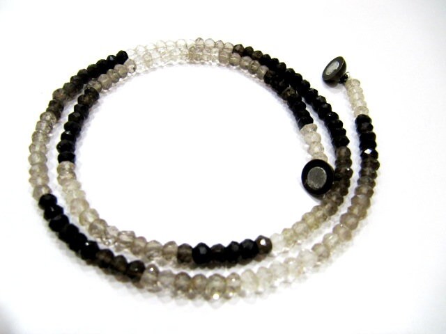 Natural Smoky Quartz  Rondelle Faceted 4mm  Beaded Necklace With Magnetic Clasp Top Quality Wholesale prices
