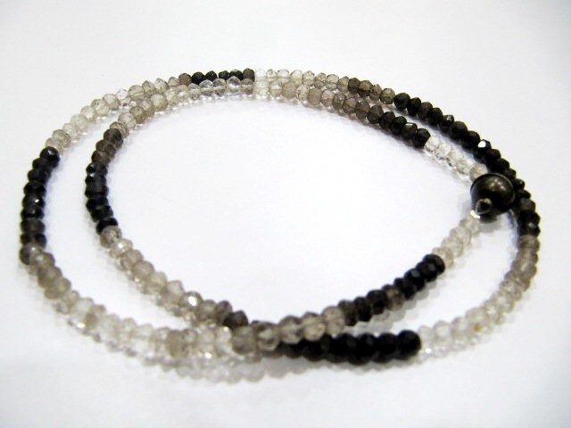 Natural Smoky Quartz  Rondelle Faceted 4mm  Beaded Necklace With Magnetic Clasp Top Quality Wholesale prices