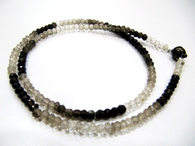 Natural Smoky Quartz  Rondelle Faceted 4mm  Beaded Necklace With Magnetic Clasp Top Quality Wholesale prices