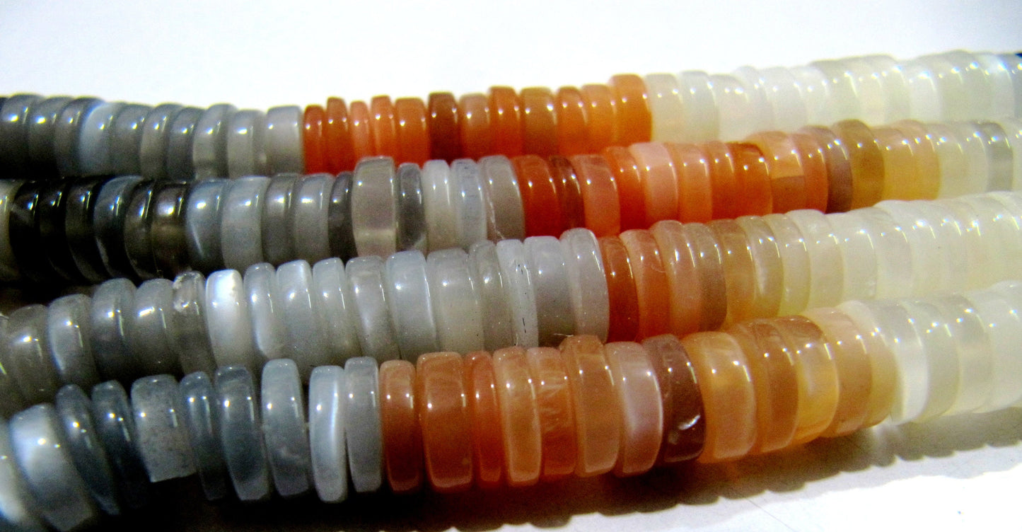 Natural Moonstone Multi color Tyre Shape Plain Smooth rondelle Beads 10mm sold per strand 8 inch long Jewelry Making Supply Wholesale Prices