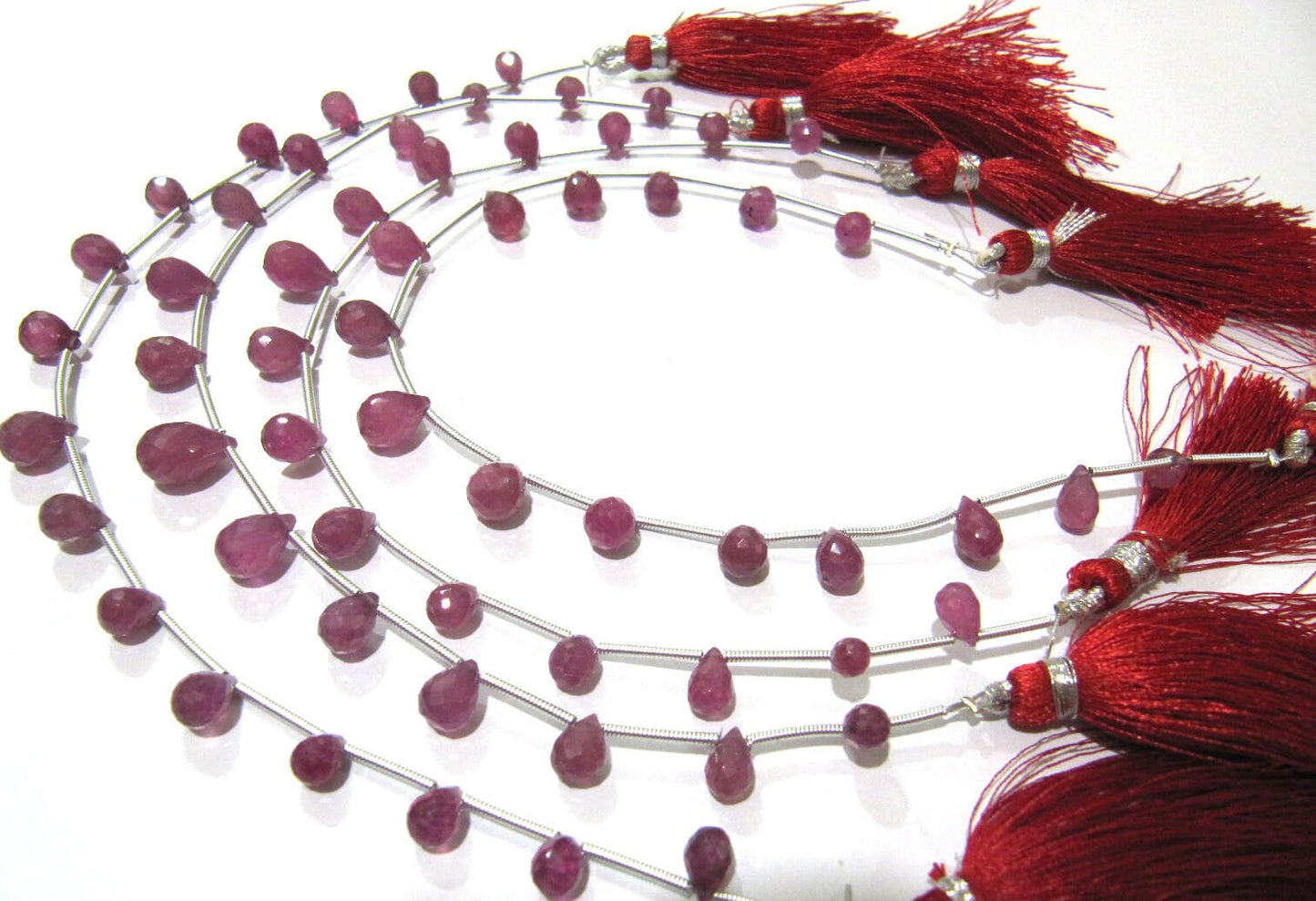 Natural Ruby Tear Drop Briolette Beads Size Approx 4x6mm To 7x10mm Strand Length 8 Inches long Wholesale Prices