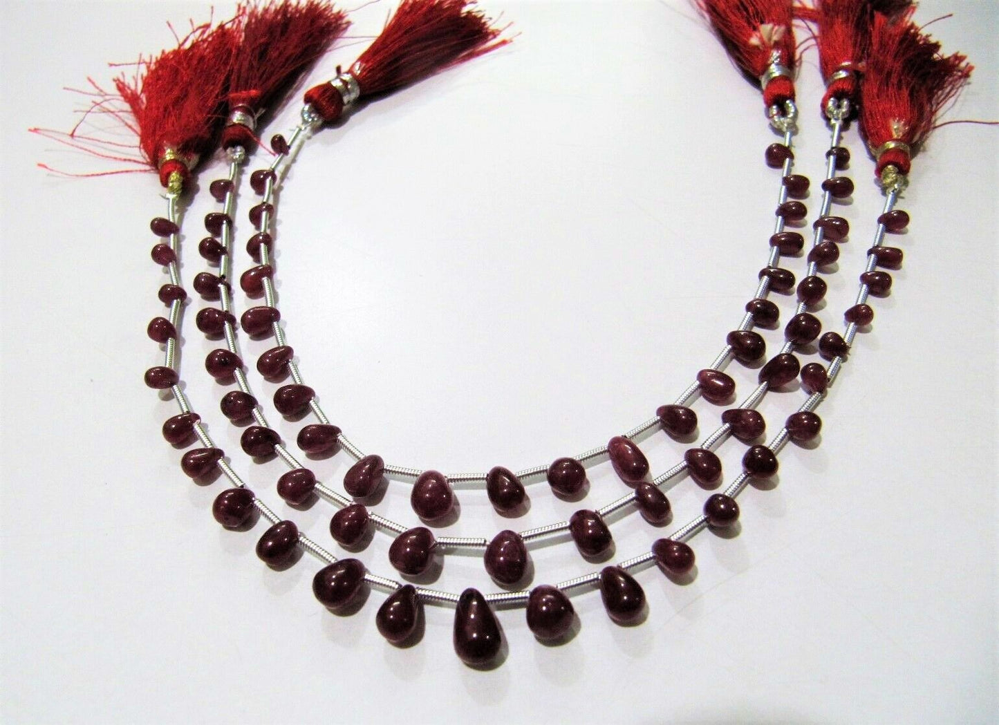 Natural Ruby Smooth Plain Drops beads 3x4 to 6x9mm Teardrop Precious Beads Strand 8 Inches Long Ruby Smooth Drop Shape Untreated beads