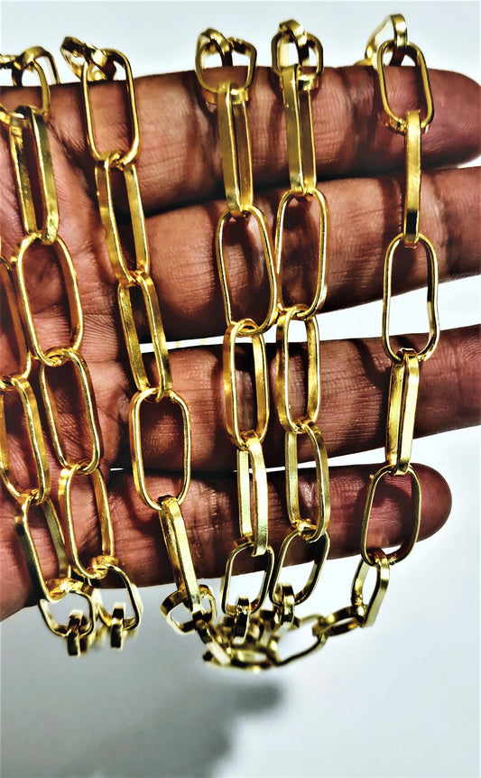 Gold Plated Big & Thick Rectangular 20mm*8mm  Link Chain Sold Per Foot Jewellery Making Wholesale Rate Chains 20 Kt Gold Filled Chains
