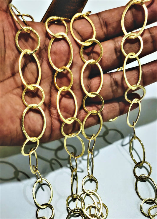 Gold Plated Big & Thick Marquise 30mm*19mm  Link Chain Sold Per Foot Jewellery Making Wholesale Rate Chains 20 Kt Gold Filled Chains