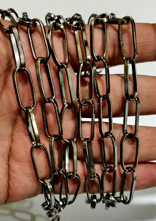 Black Plated Big & Thick Rectangular 20mm*8mm  Link Chain Sold Per Foot Jewellery Making Wholesale Rate Chains Gun Metal Jewlery Chain