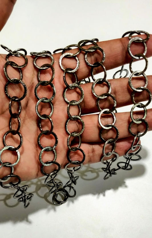 Black Plated Big & Thick Round Ring 15mm Link Chain Sold Per Foot Jewellery Making Wholesale Rate Chains Gun Metal  Jewelry Chain