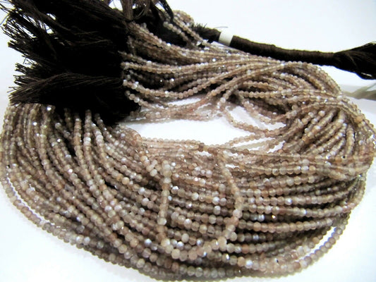 Natural Chocolate Moonstone 2-2.5mm Rondelle Faceted Beads Strand 13 inches Micro Faceted Tiny Jewelry Making Beads