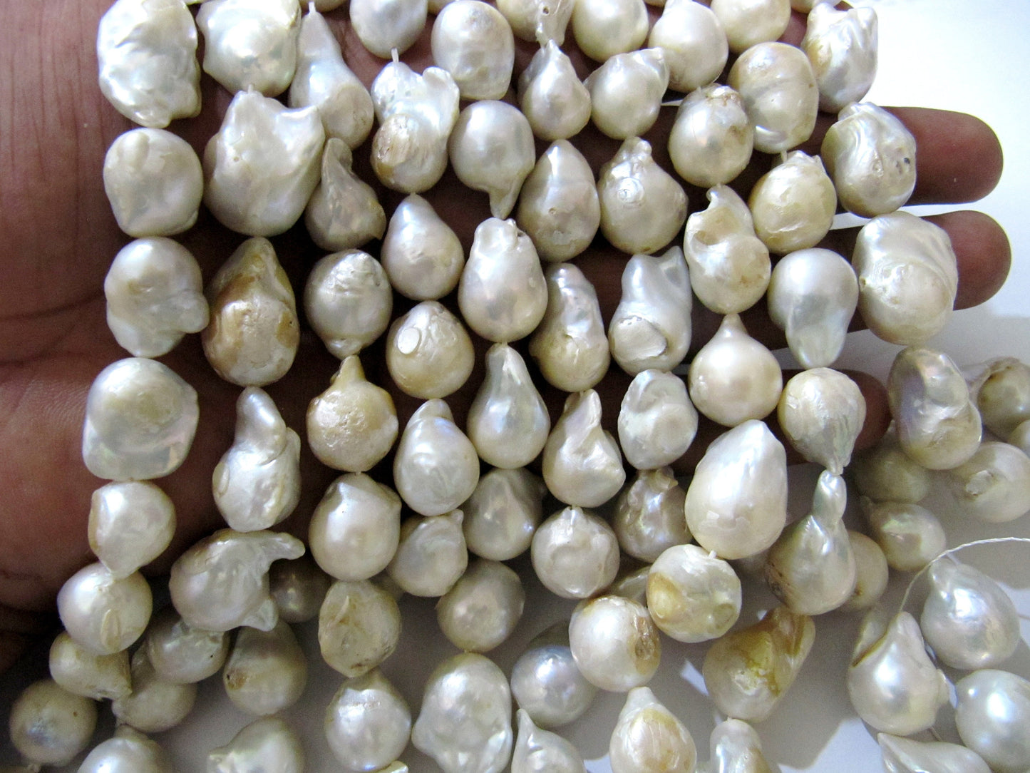 Natural White Pearl Baroque Shape Beads Genuine Nugget Shape Fresh Water Pearl Beads  Size 15 to 20mm sold per strand  16 inch long