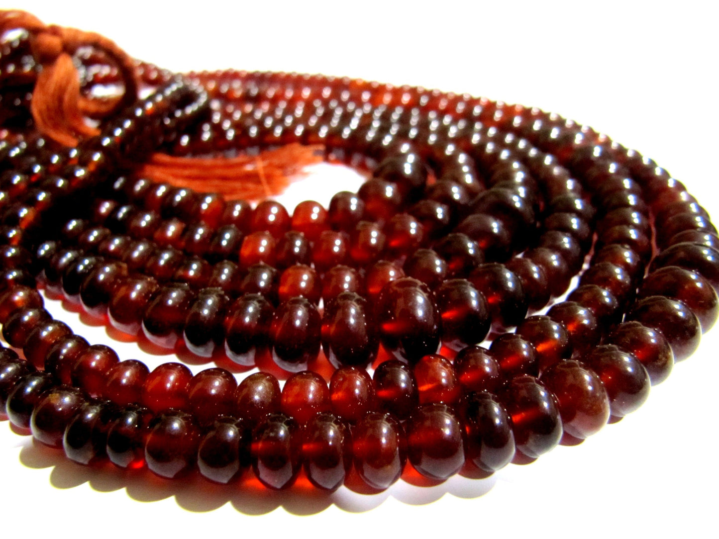 Natural Hessonite Garnet 5-10mm Size Beads plain Smooth Rondelle Shape Hessonite Beads Strand 8 inches Unique Gemstone Beads