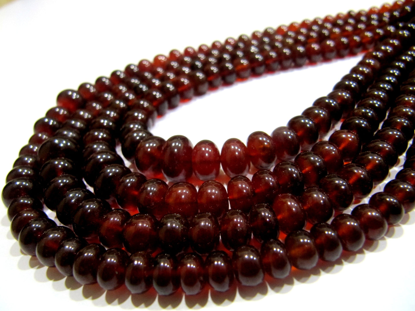 Natural Hessonite Garnet 5-10mm Size Beads plain Smooth Rondelle Shape Hessonite Beads Strand 8 inches Unique Gemstone Beads