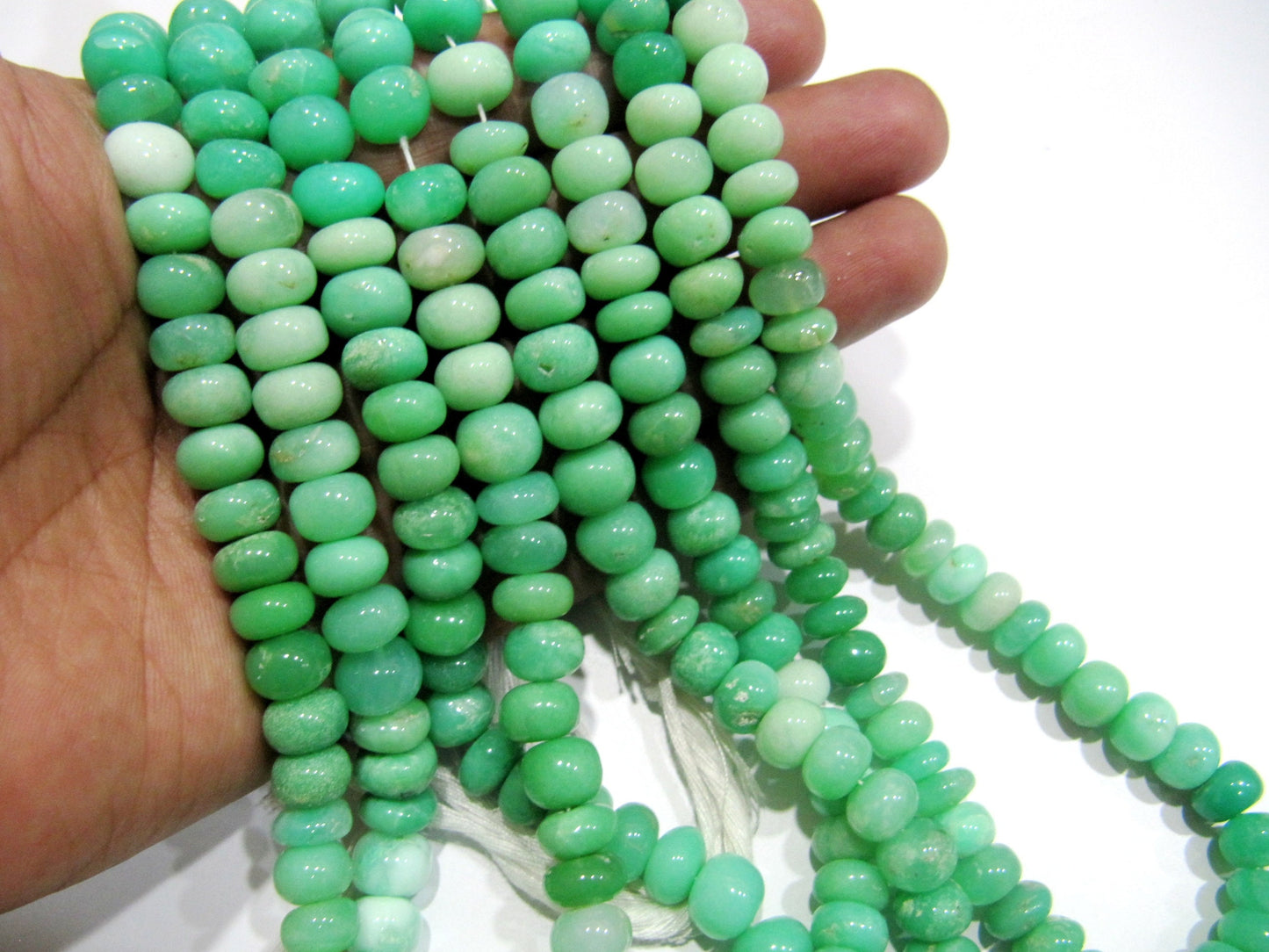 Natural Chrysoprase Smooth Plain Rondelle Beads Strand 8 Inches Long Beads Jewelry Making Gemstone Beads, Wholesale rate