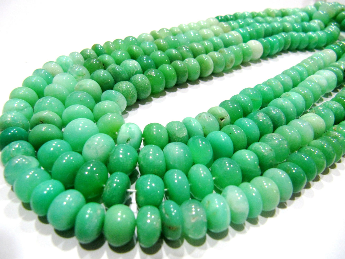 Natural Chrysoprase Smooth Plain Rondelle Beads Strand 8 Inches Long Beads Jewelry Making Gemstone Beads, Wholesale rate