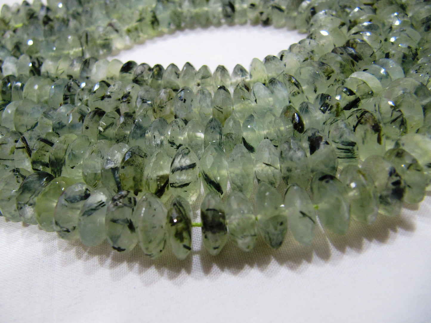 Natural Prehnite German Cut Rondelle Faceted size 10mm Beads 8 inches long Strand Jewelry Making Beads Wholesale Prices
