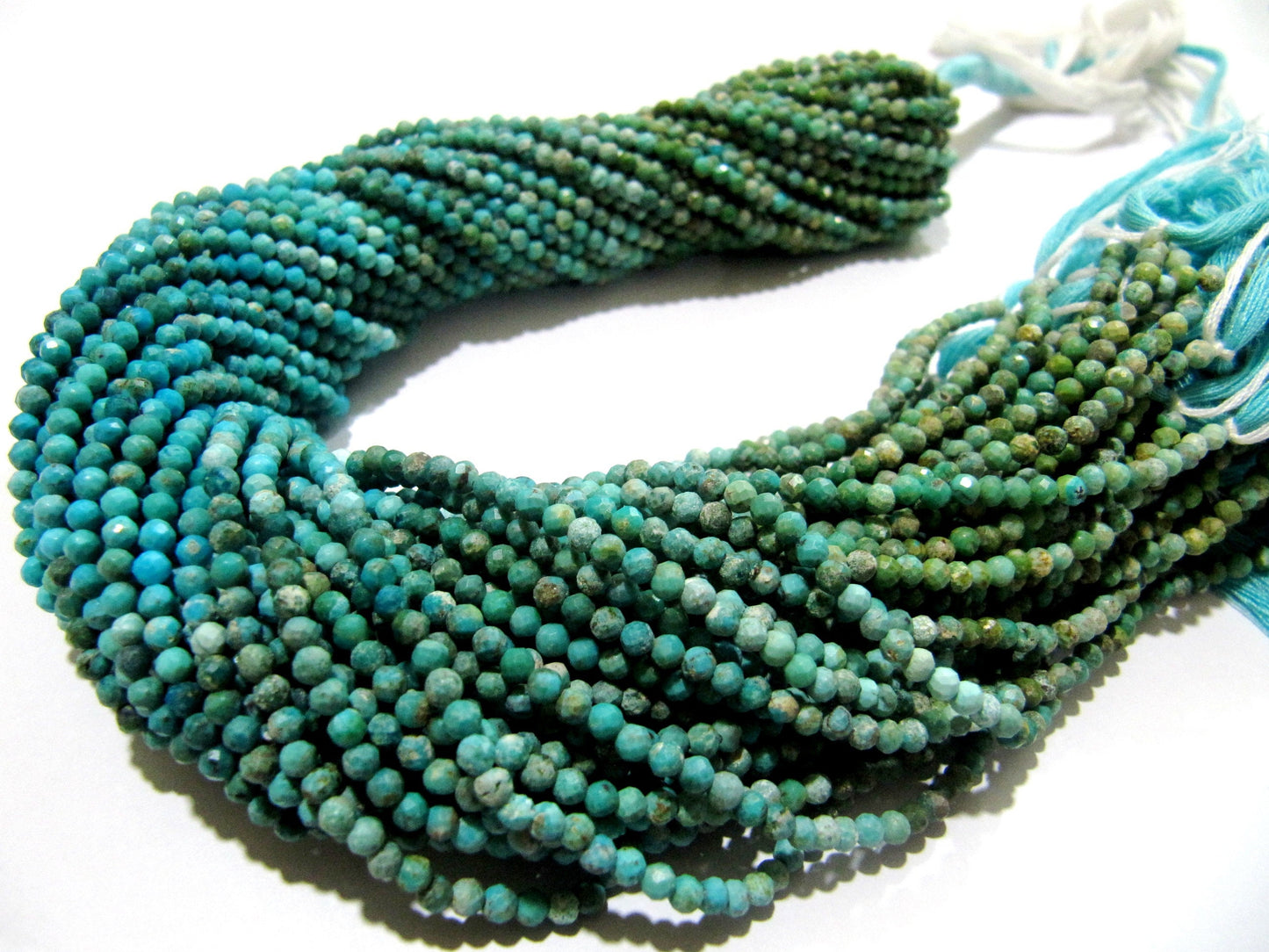Natural Turquoise  Rondelle Faceted 3mm Beads Strand 13 inches long  Jewelry Making Turquoise Gemstone Wholesale Prices