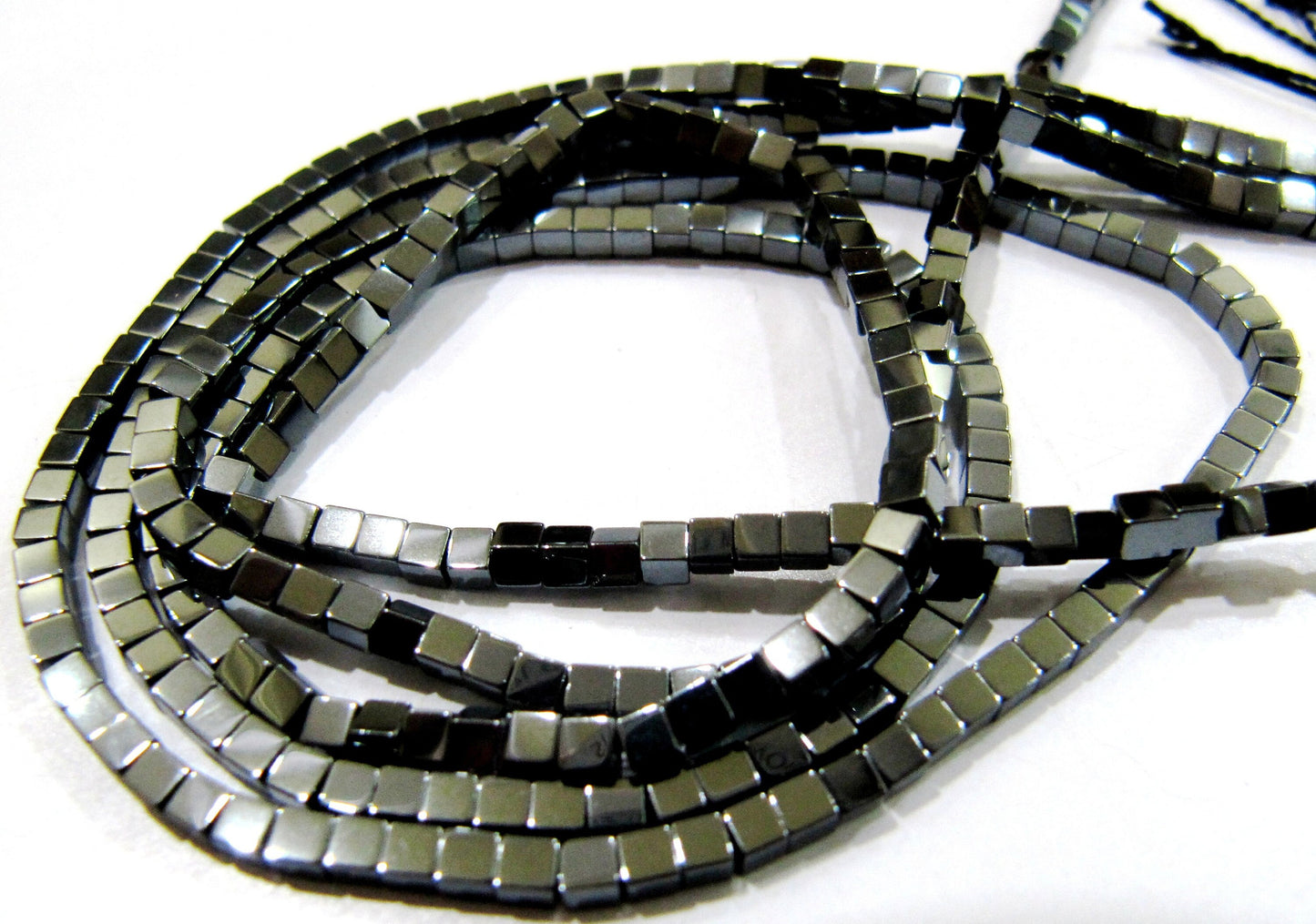 Natural Black Hematite Cube Beads 2mm  Strand 15-16 inch long Box Shape Semi Precious Gemstone Beads Wholesale Prices