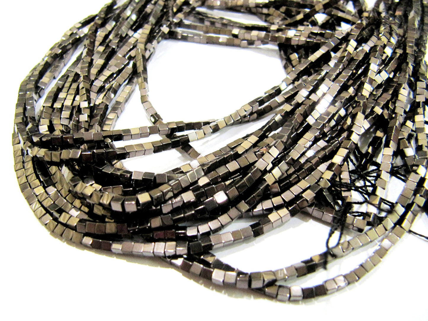 Natural Brown Hematite Cube Beads 2mm Size Strand 15-16 inch long Box Shape Semi Precious Gemstone Beads Wholesale Prices