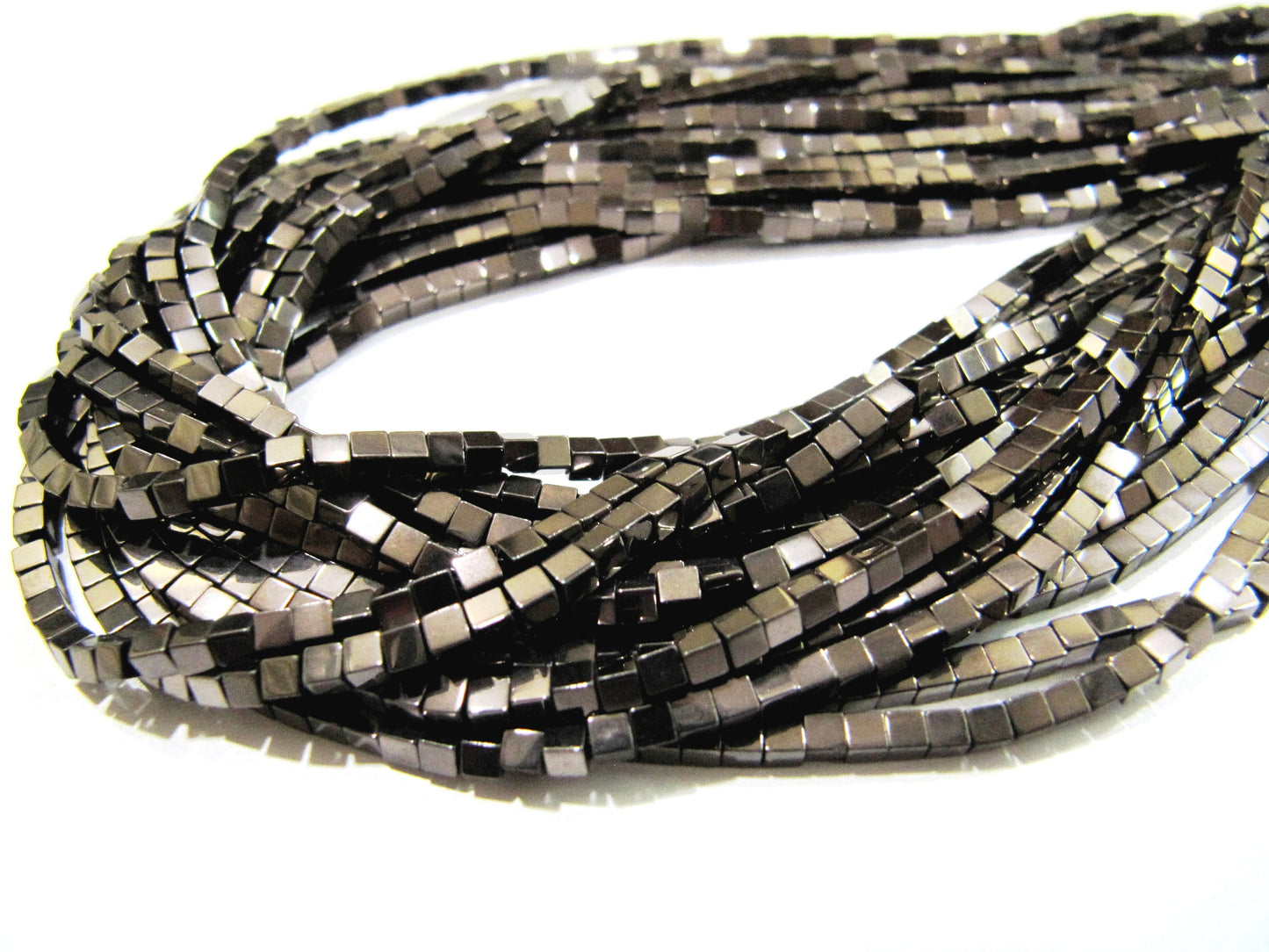 Natural Brown Hematite Cube Beads 2mm Size Strand 15-16 inch long Box Shape Semi Precious Gemstone Beads Wholesale Prices