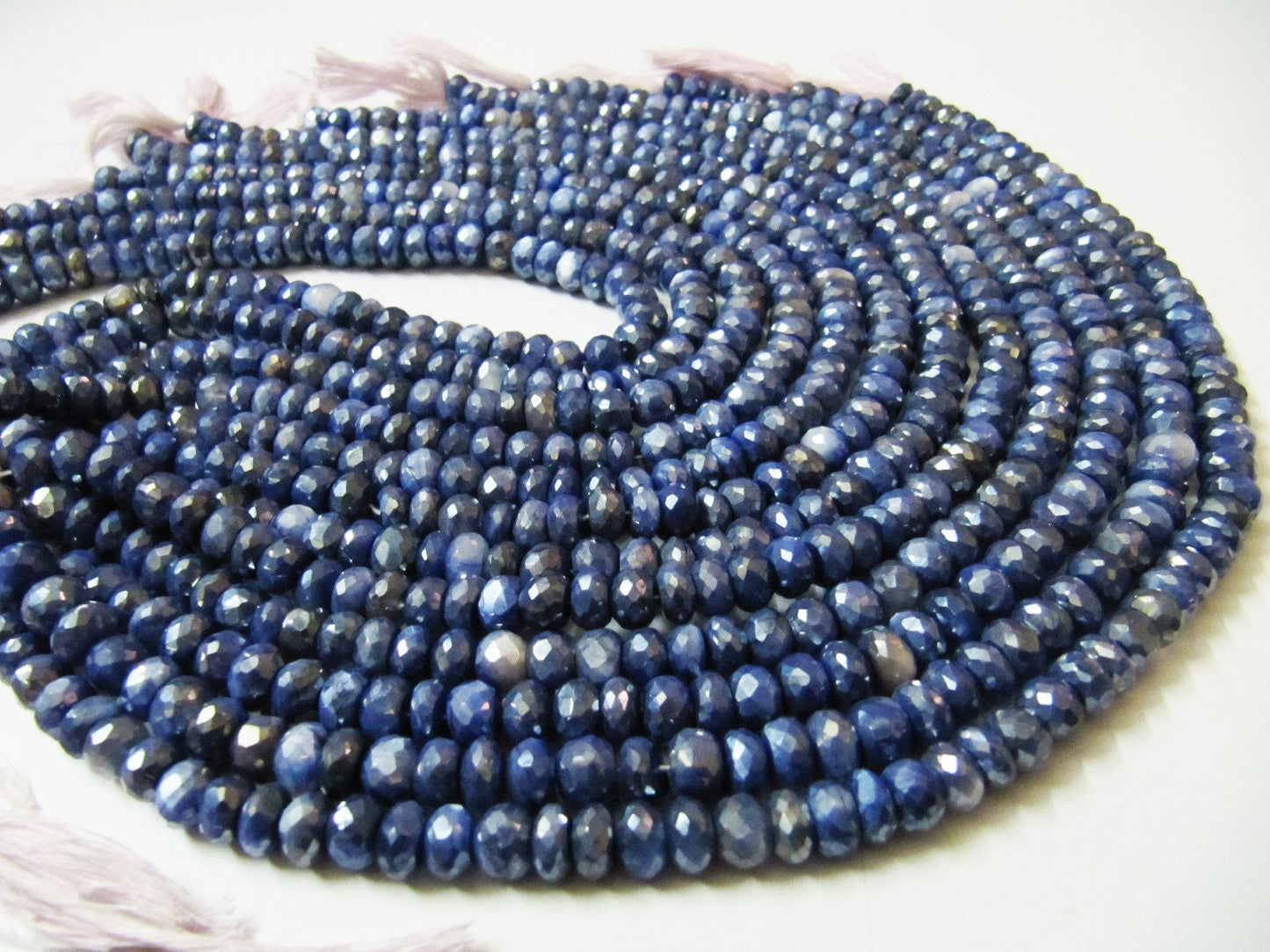 Natural Moonstone Mystic Coated  Beads 8-9 mm Rondelle Faceted Blue Sapphire Color Gemstone Beads Strand 7 inches Long