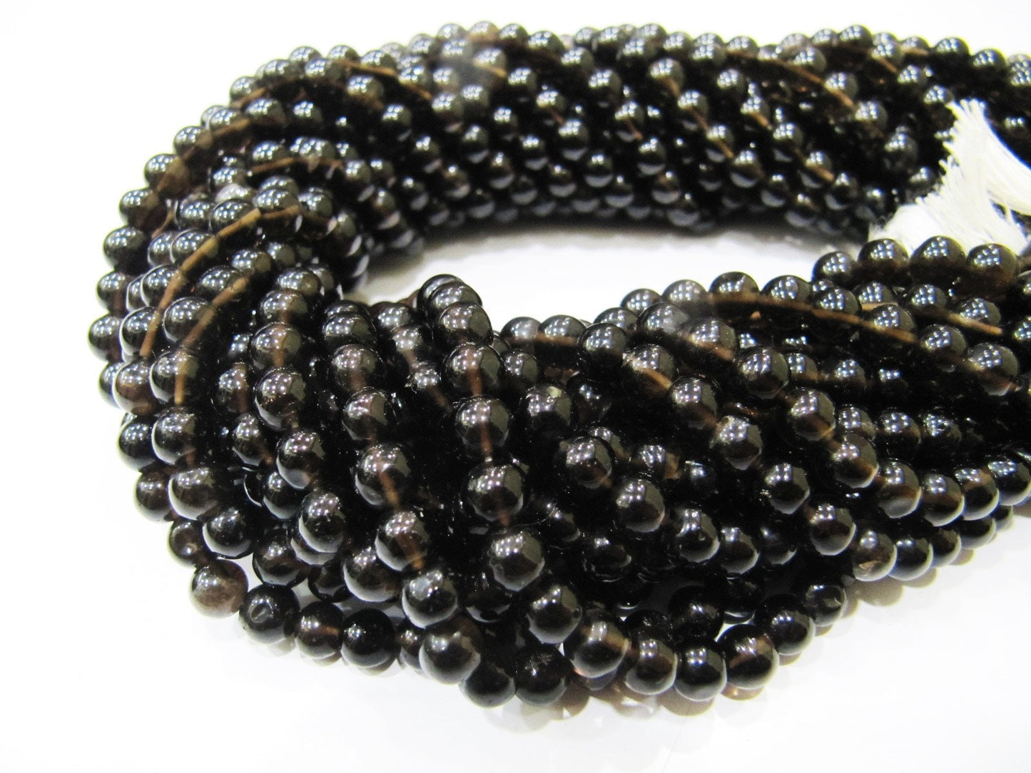 Natural Smoky Quartz Round Plain Smooth 5 to 6mm best Quality Beads Strand 13 inches Long Jewelry making gemstone beads