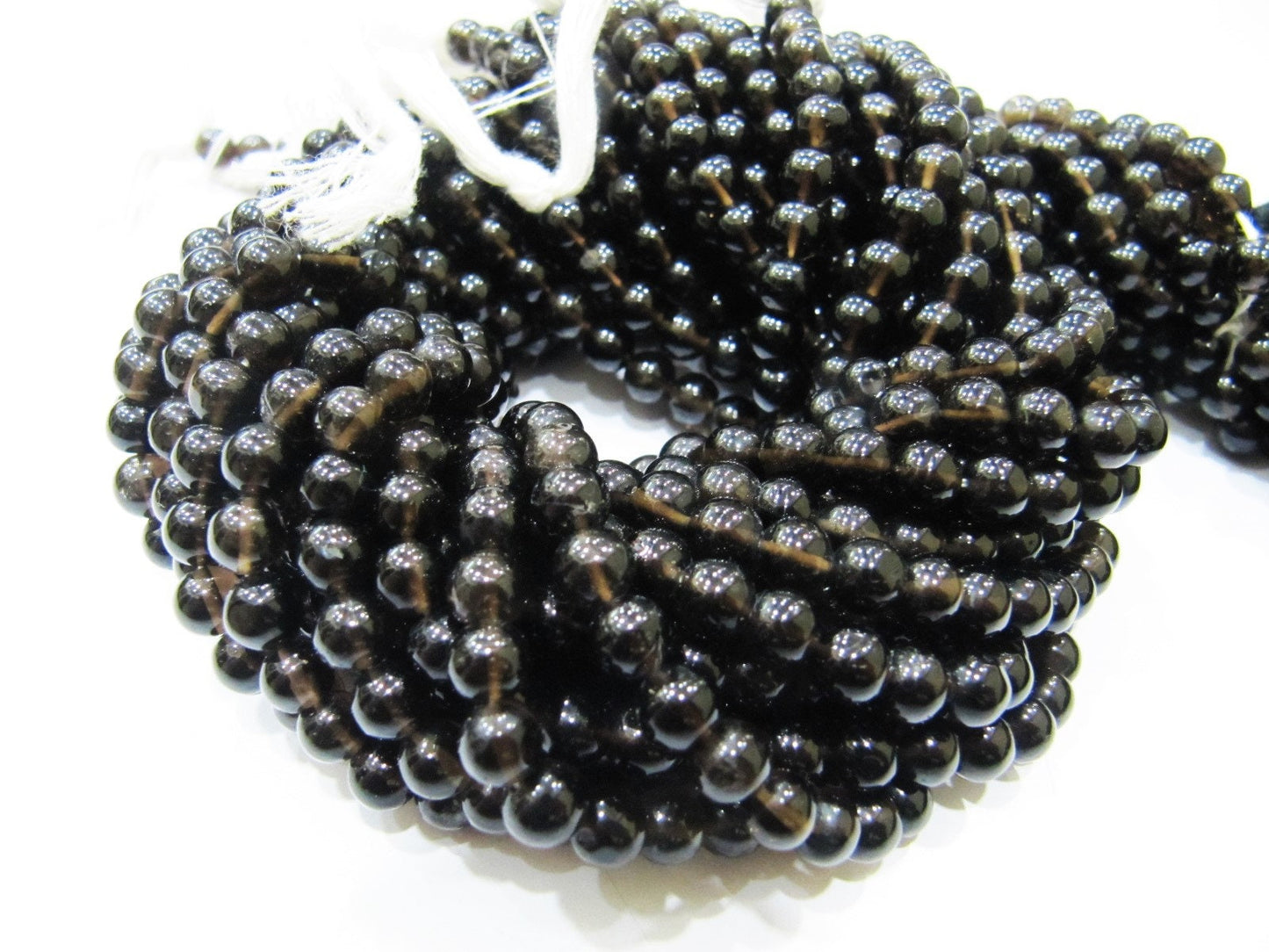 Natural Smoky Quartz Round Plain Smooth 5 to 6mm best Quality Beads Strand 13 inches Long Jewelry making gemstone beads