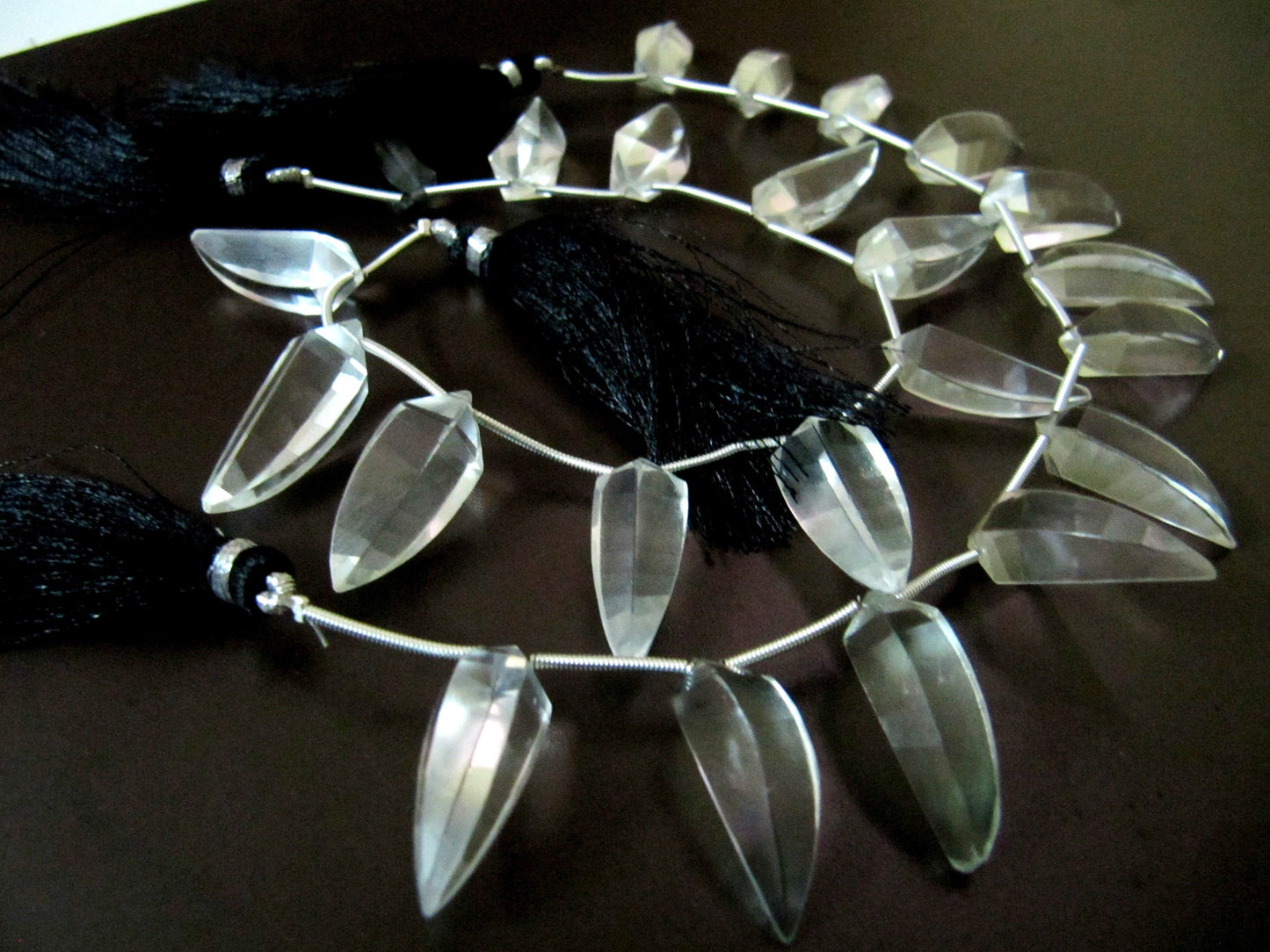 Natural Rock Crystal  Briolette banana Shape Beads Size 8X25mm Strand  8 inches long Jewelry Making  Crystal Beads