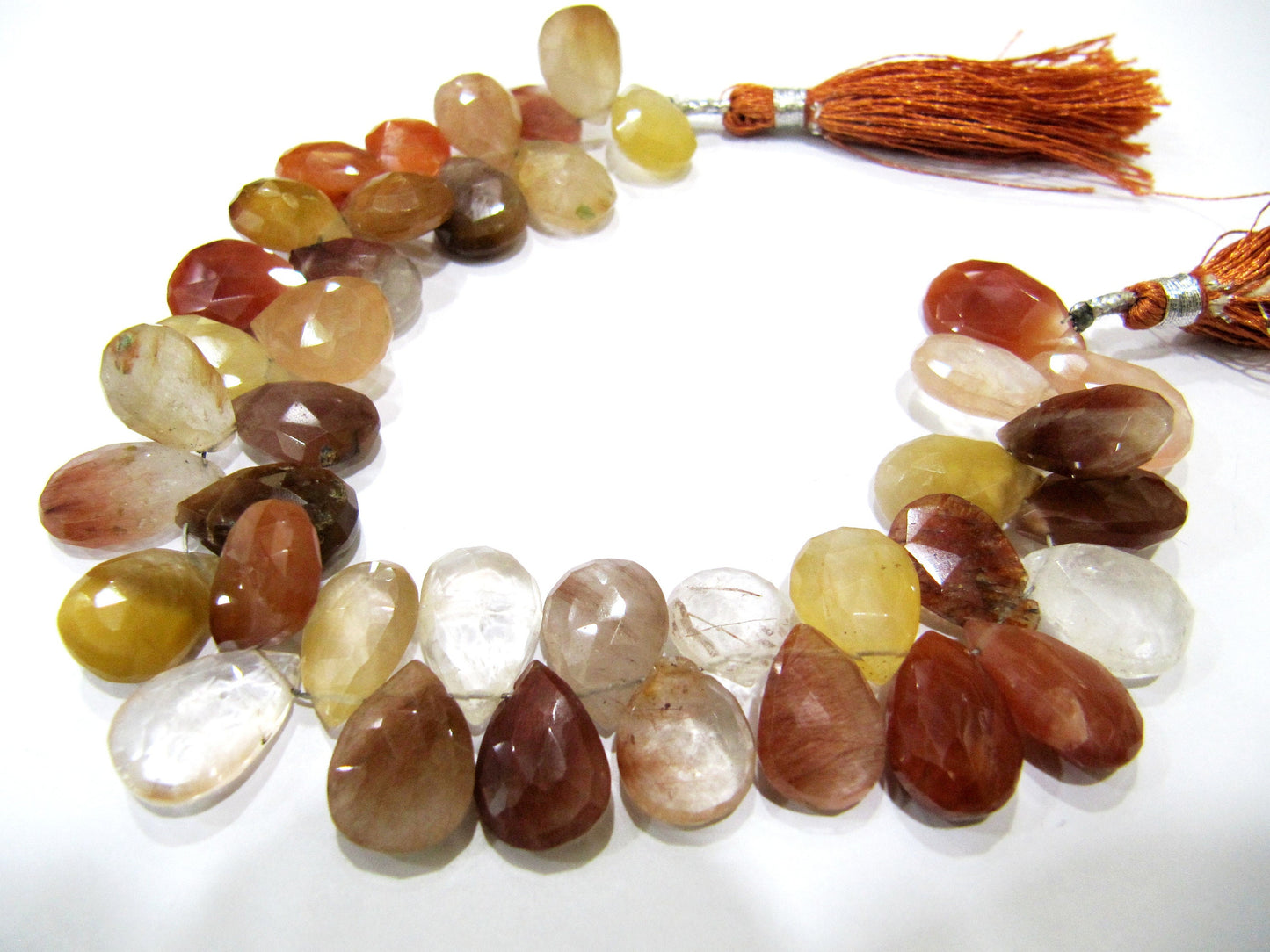 Natural Multi Moonstone Pear Shape Beads 10x15mm to 12x20mm Briolette Faceted  Beads Strand 10 Inches Long Wholesale Prices