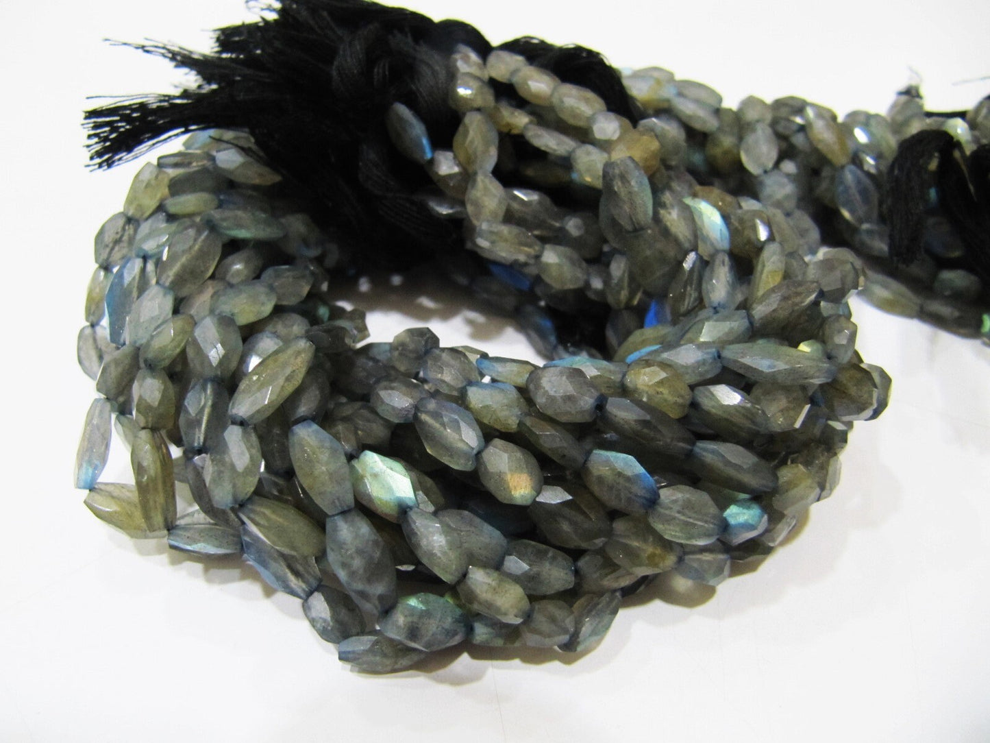 Natural Blue Flashy Labradorite Oval Faceted Beads 6x8mm to 7x10mm Genuine Black Rainbow Mani Shape Beads Strand 13 inches Long