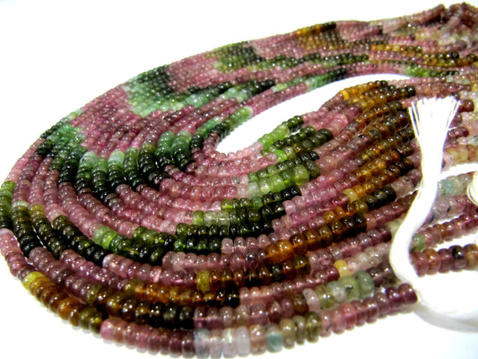 Natural Multi Tourmaline Rondelle Smooth Beads 5-6mm Sold per Strand of 13 Inches Long Watermelon Tourmaline Gemstone Strings