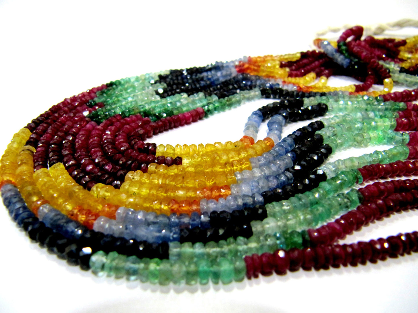 Natural & Genuine Multi Precious Ruby Emerald Sapphire Rondelle Faceted Beads  Wholesale prices jewelry making gemstone 2.5mm to 3.5mm
