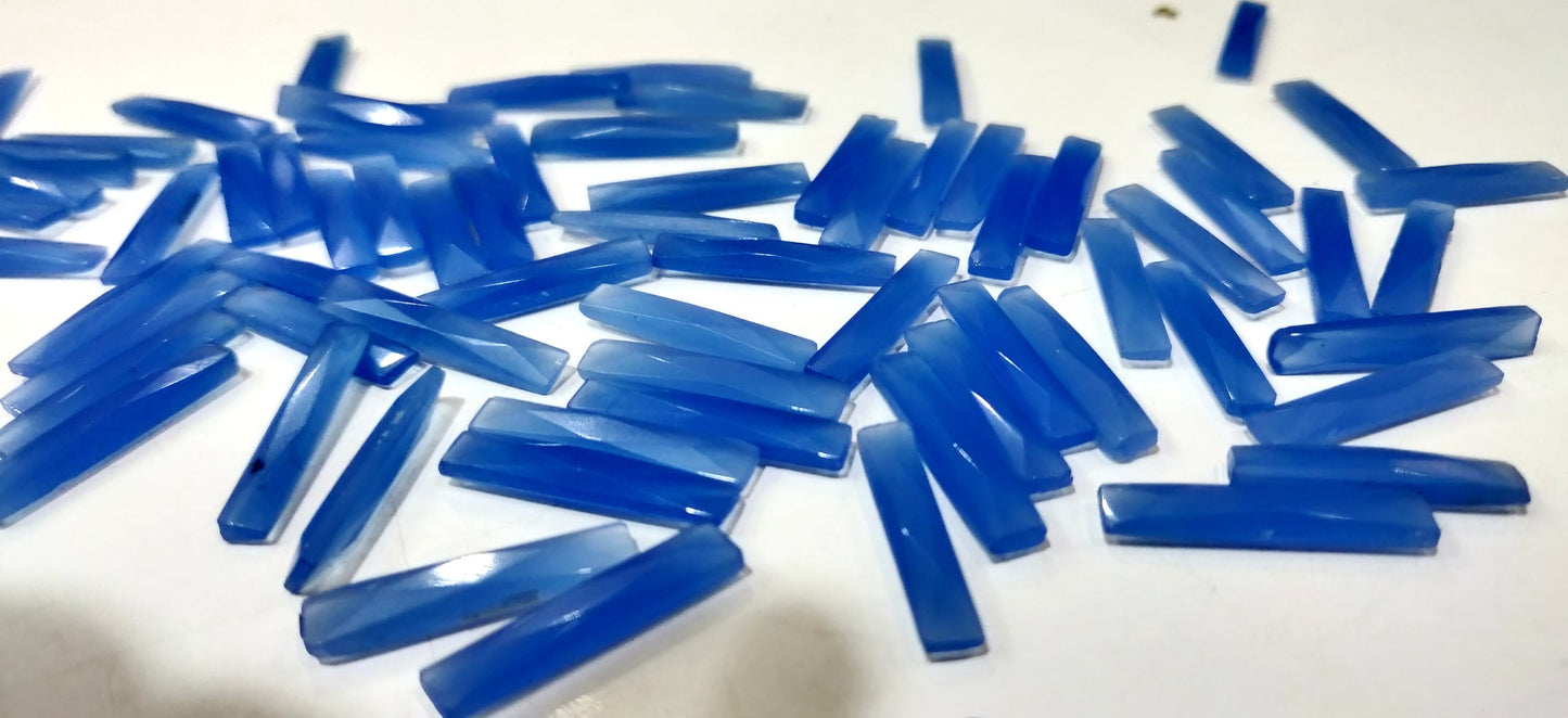Natural Blue Chalcedony Baguette Shape Briolette Cut Stones 4x22mm Per Piece Jewelry Making Gemstone wholesale Prices