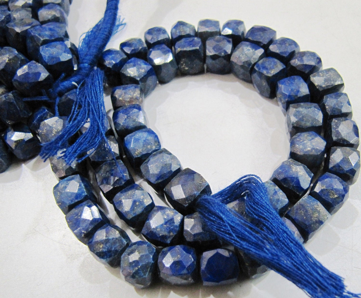 Natural Lapis lazuli Cube beads 3D Box shape Faceted beads 8 to 9mm size Strand 8 inches Long Sold per strand in Wholesale Prices