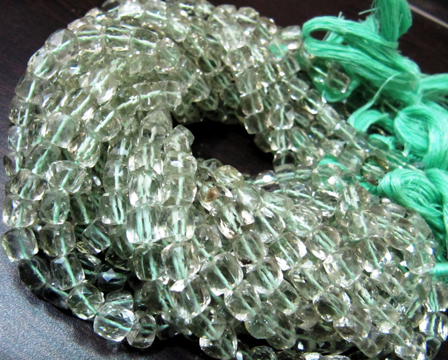 Natural Green Amethyst 6mm to 7mm Box Cube Shape Micro Faceted Beads Strand 8 inches long Jewelry Making beads Best Quality