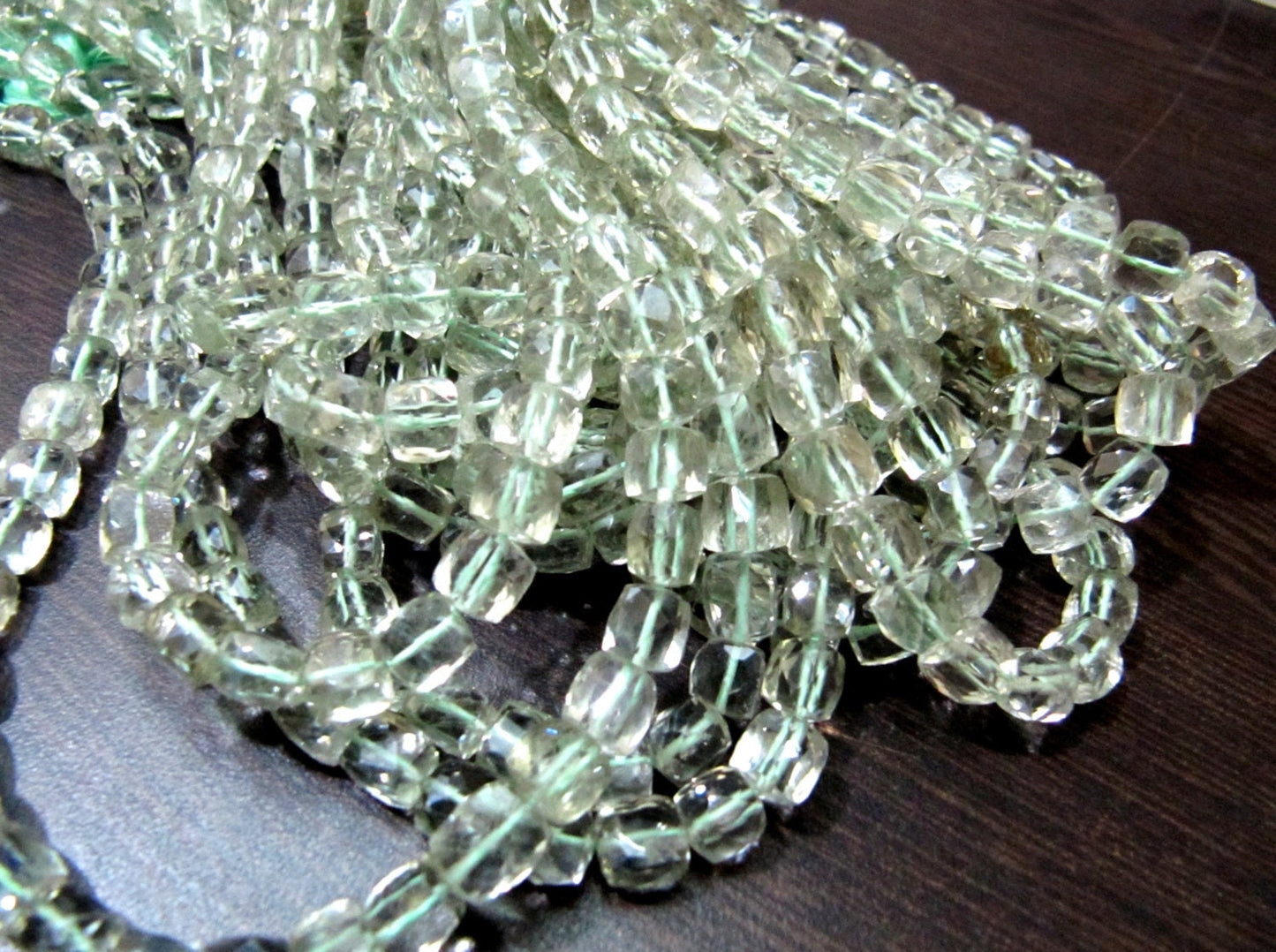 Natural Green Amethyst 6mm to 7mm Box Cube Shape Micro Faceted Beads Strand 8 inches long Jewelry Making beads Best Quality
