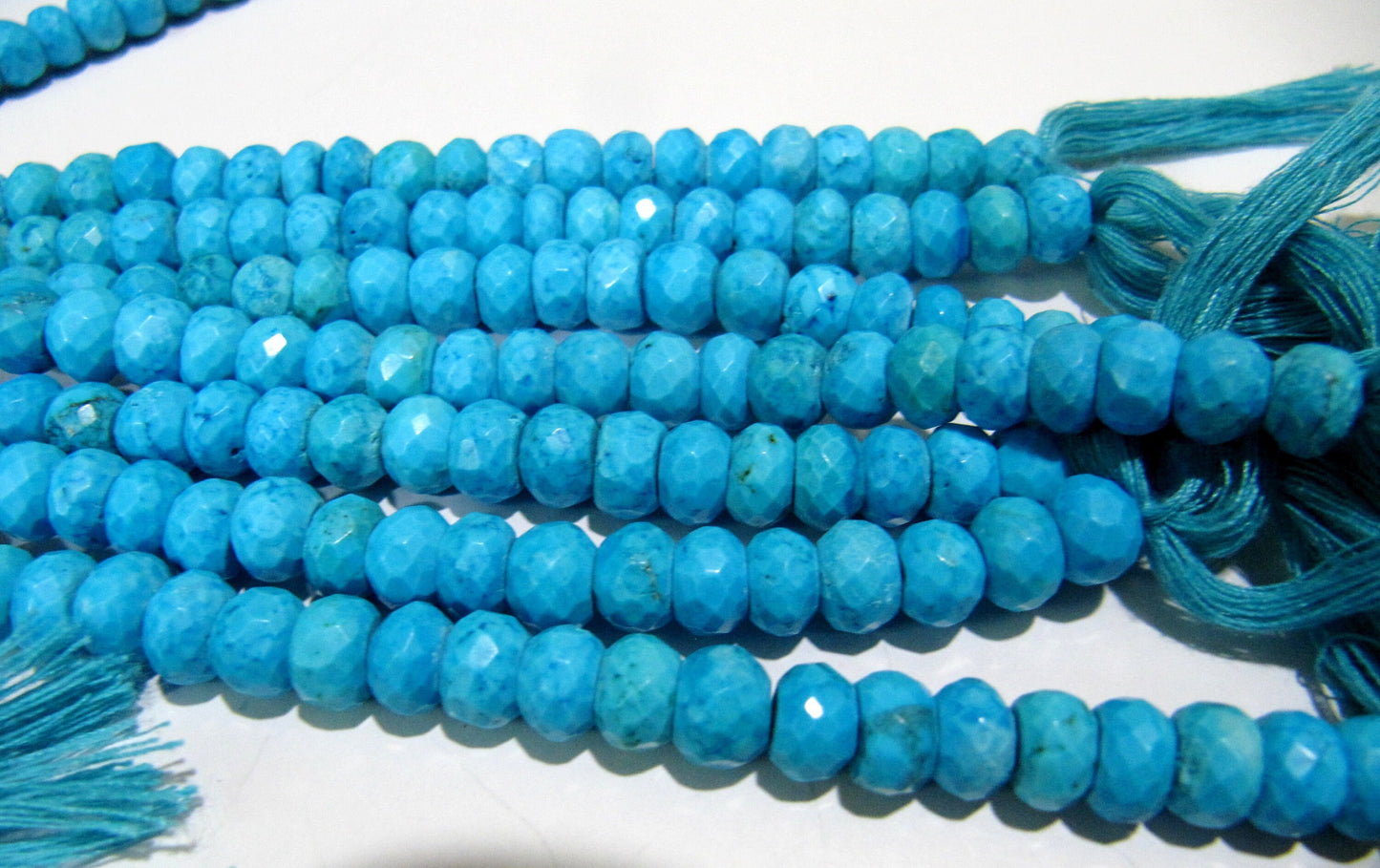 Natural Rare Blue Turquoise Magnesite Rondelle Faceted 6mm to 7mm Beads Strand 8 inches Jewelry making gemstone beads Wholesale Prices