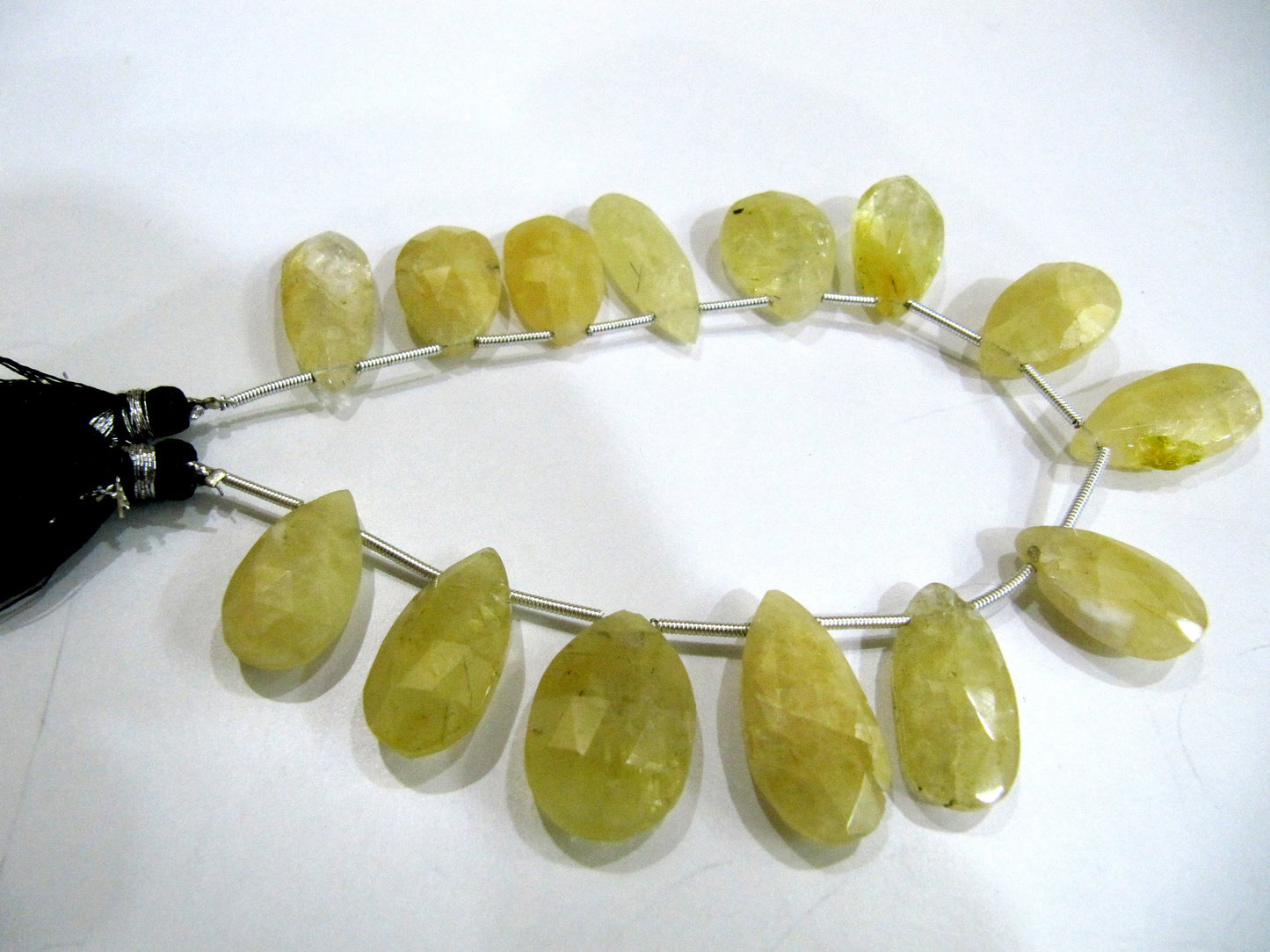 Natural Yellow Aquamarine Pear Shape Faceted Briolette beads size 1-1.5 inch long Jewelry Making Beads Strand 8 Inches Long