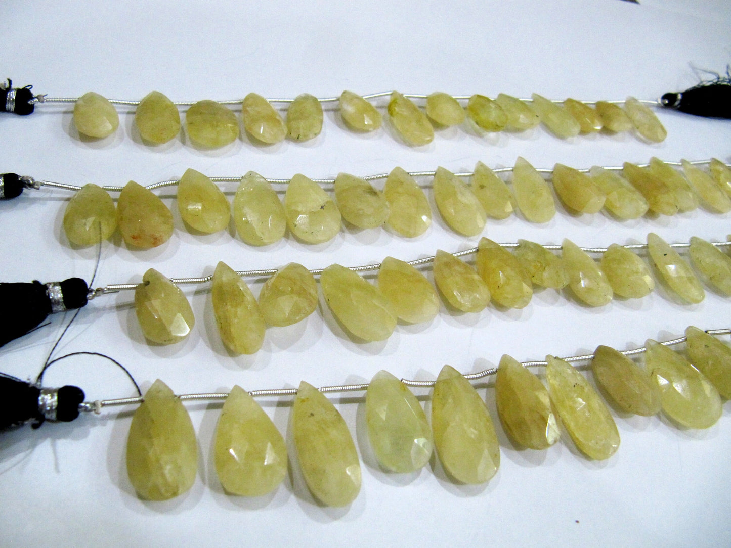 Natural Yellow Aquamarine Pear Shape Faceted Briolette beads size 1-1.5 inch long Jewelry Making Beads Strand 8 Inches Long
