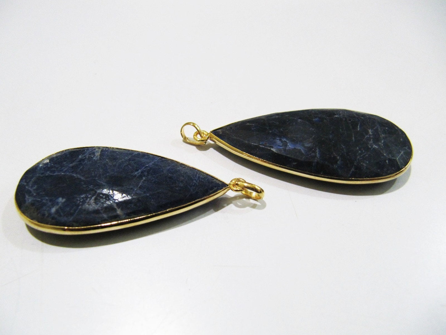 Natural Sodalite Pear Shape Briolette Faceted Connector Pendant Charm Unique Rare Gemstone Bezel Size 22X45mm Sold Per Piece