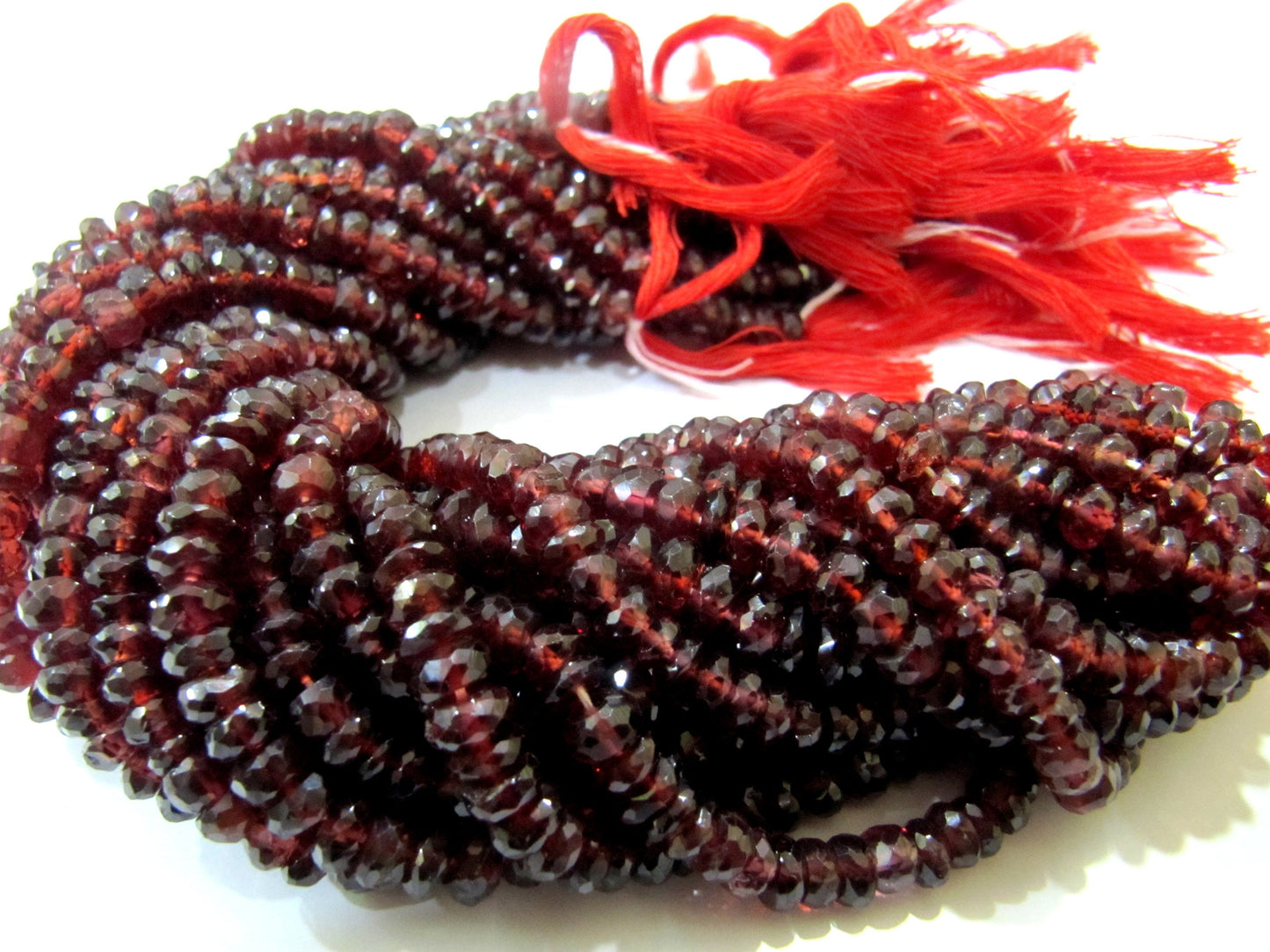 Natural Mozambique Garnet Rondelle Faceted 5 to 7mm Beads Micro faceted Top Quality Beads Strands 10 inches Long Wholesale Prices