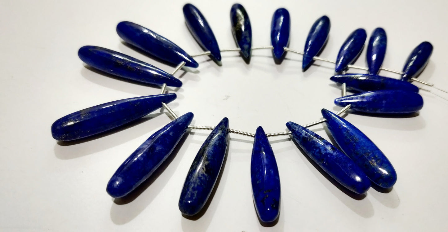 Natural Lapis Lazuli Long Tear Drop Plain Smooth Beads Size Approximately 1 inch Long Strand 8 inches Blue Color Stone Beads