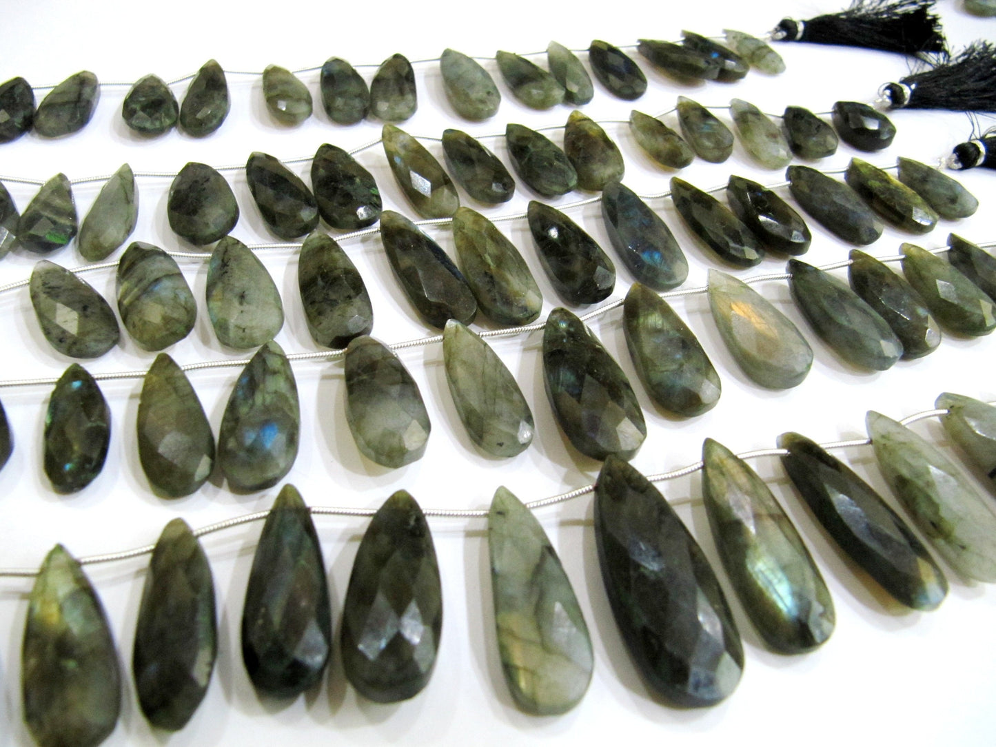 Natural labardorite Pear shape briolette faceted Blue Flashy Beads strand 9 inches long Jewelry Making Gemstone Wholesale Prices