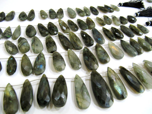Natural labardorite Pear shape briolette faceted Blue Flashy Beads strand 9 inches long Jewelry Making Gemstone Wholesale Prices
