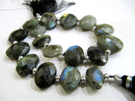 Natural Blue Flashy Labradorite Oval Faceted Beads 10x13mm to 13x18mm Genuine Black Rainbow Beads Strand 9 inches Long