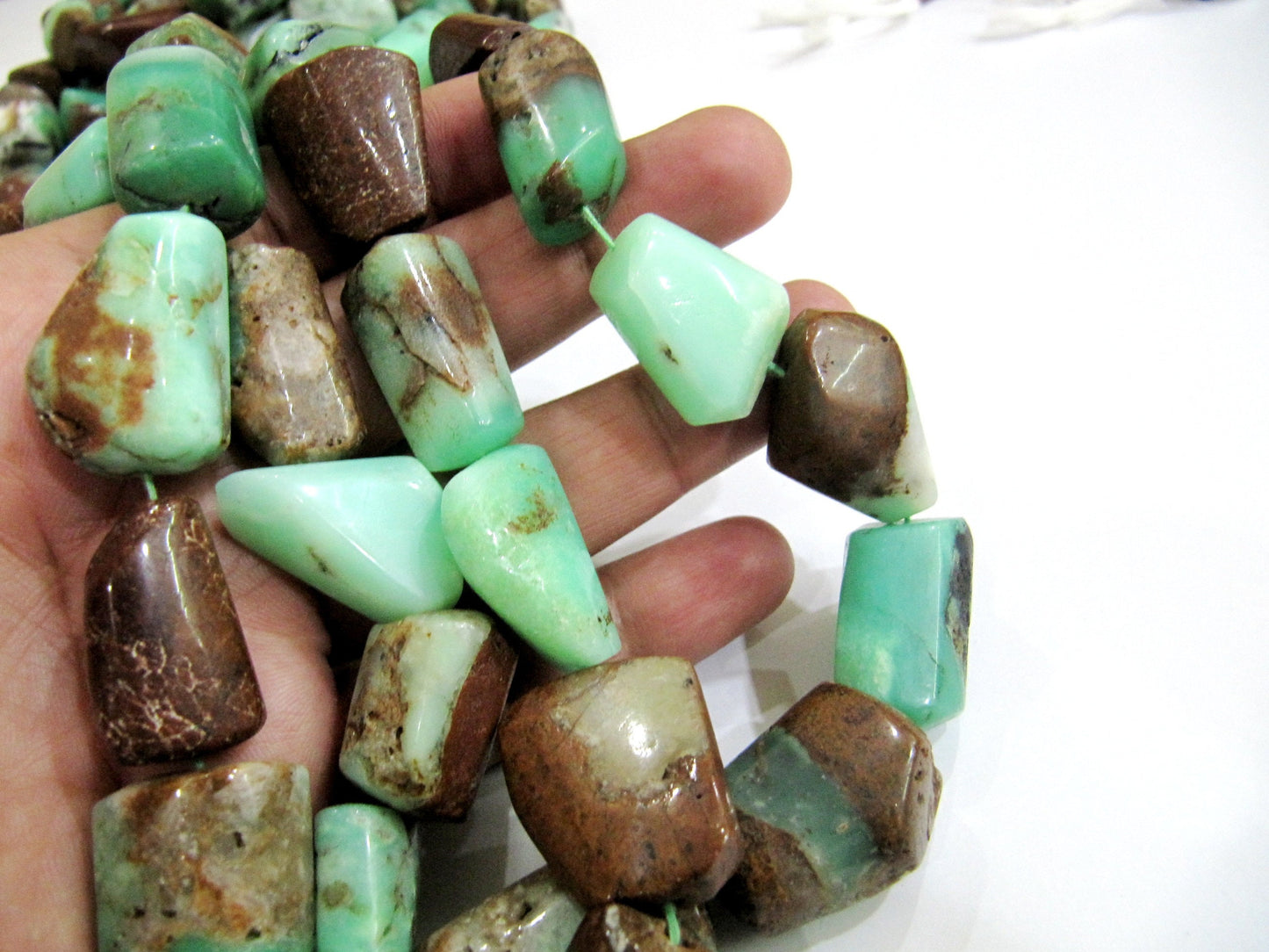 Natural Chrysoprase Nugget Shape Tumbled Plain Smooth 15mm To 25mm Big Size Beads Sold 4 Loose Beads Mix Sizes Wholesale Prices