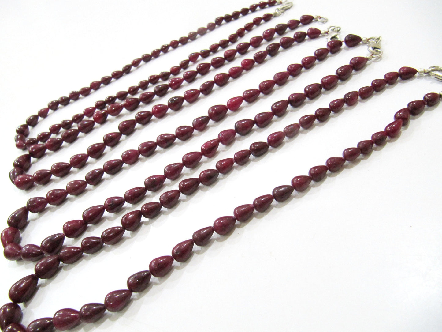 Natural Ruby Corundum Smooth Plain Tear Drop Shape Size 6X9mm to 10X14mm Beads Necklace 18 inch long Wholesale Price