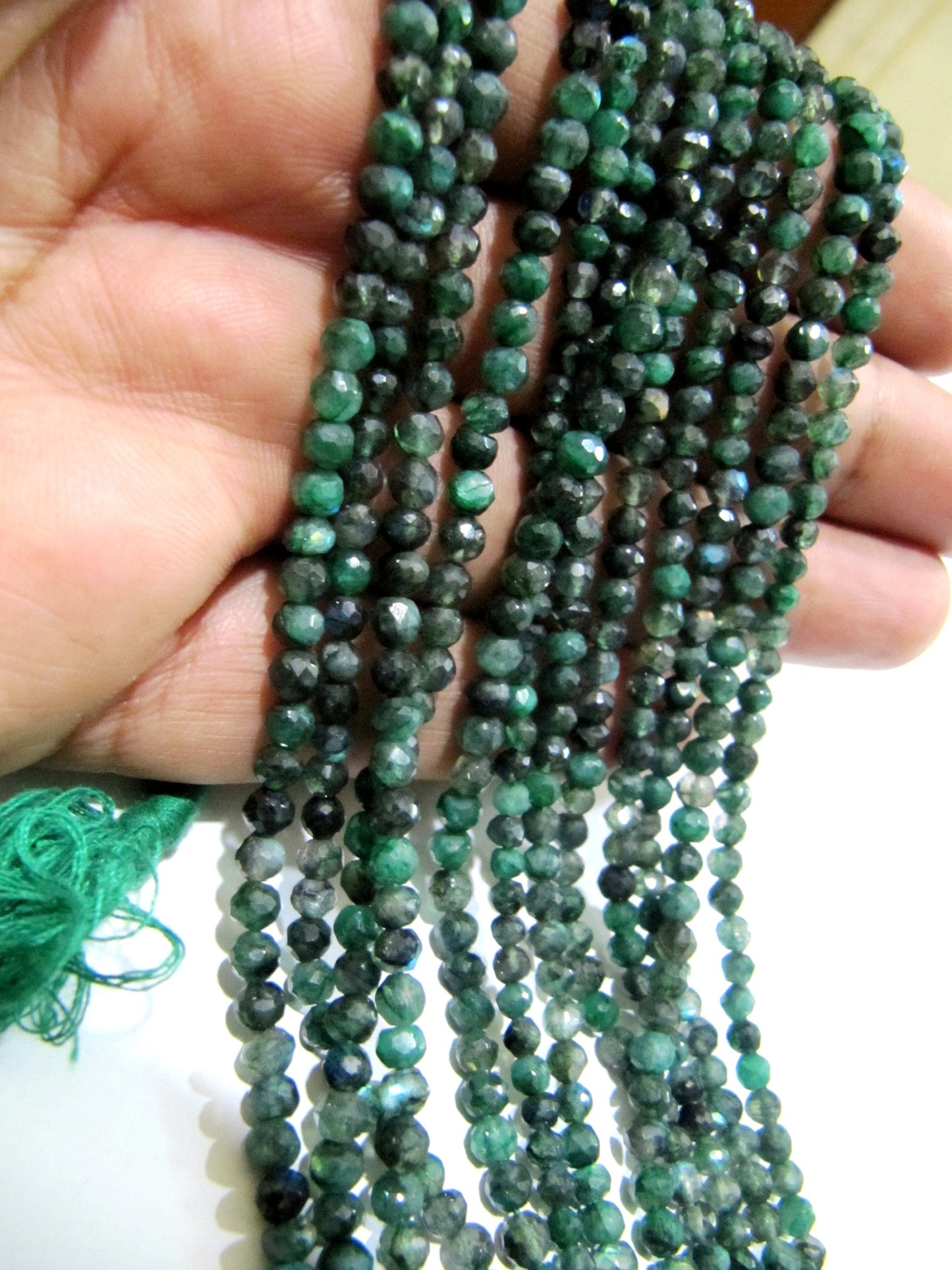 Green Coated Labradorite 3-4mm Round Faceted Beads Strand 13 inches Long  Micro Faceted Labradorite Beads Jewelry making gemstone